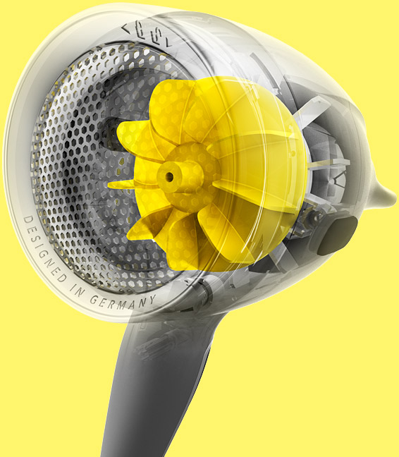 CARRERA №531 Ion Hair Dryer view of AC turbine