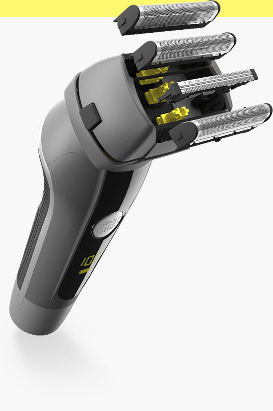 CARRERA №521 Shaver quadruple cutting system folded out
