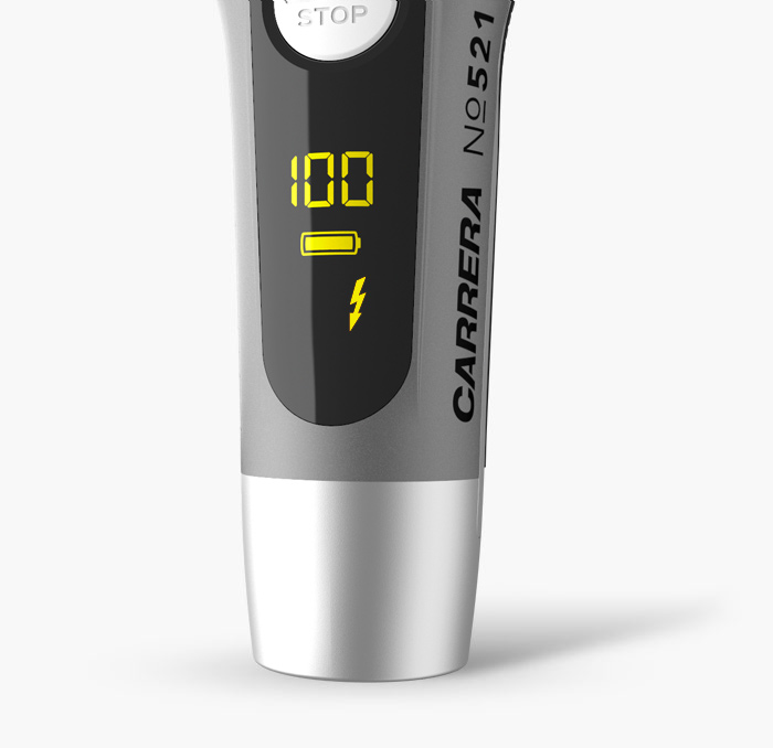 CARRERA №521 Rasierer digitales LED-Display und Lithium-Hochleistungs Akku

