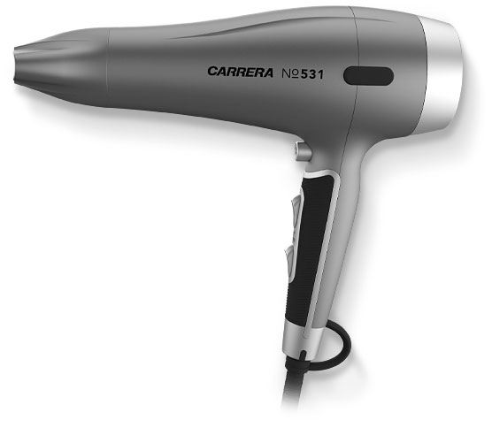 CARRERA №531 Ion Hair Dryer with diffusor side view