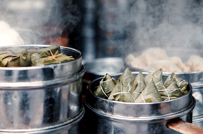 steaming asian food