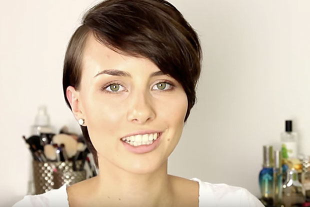 Video of dark haired woman with Pixie Cut style